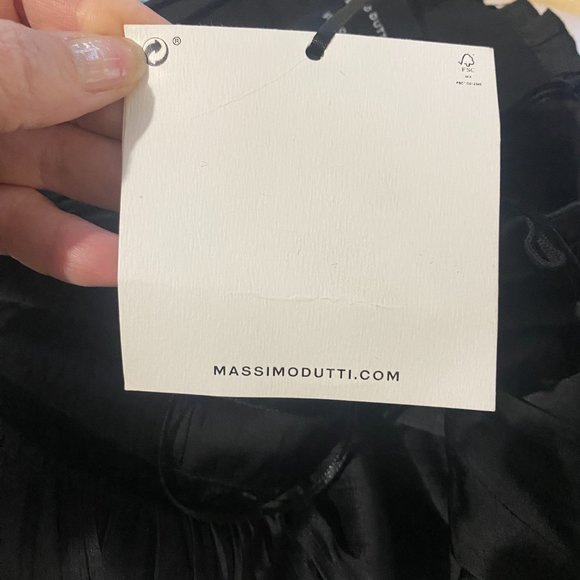 Massimo Dutti black Long pleated Spaghetti Straps Sleeveless dress - Picture 10 of 11